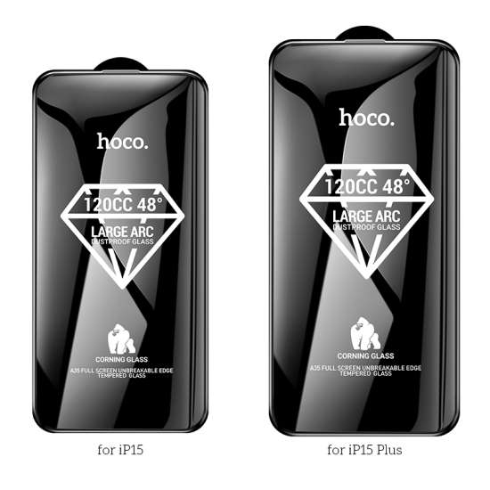 Hoco Corning original screen large arc edge tempered glass for ip15 Plus(A35) black
