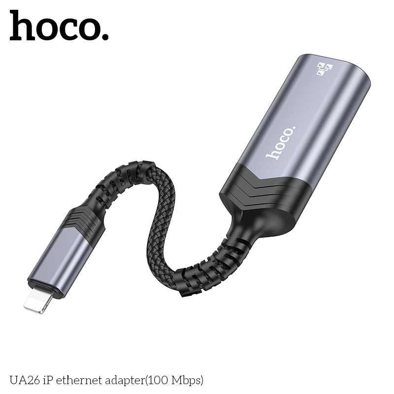 Hoco UA26 iP ethernet adapter(100 Mbps) metal gray