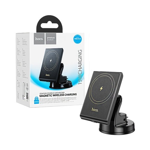 HW20 Precious magnetic wireless fast charging car holder(center console) black