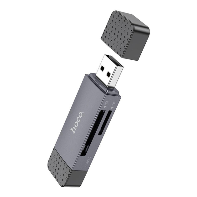 Hoco HB45 Spirit 2-in-1 USB/Type-C 2.0 card reader metal gray