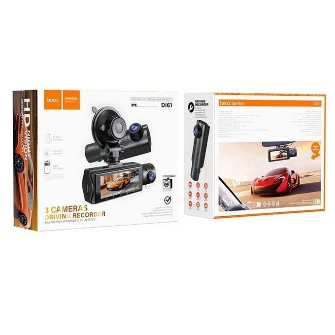 Hoco DI61 Mundial three-screen simultaneous display driving recorder(wifi version) black