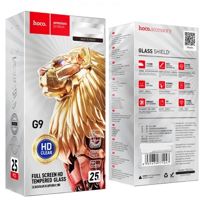 Hoco Full screen HD tempered glass set for iP16 Pro Max (G9) black