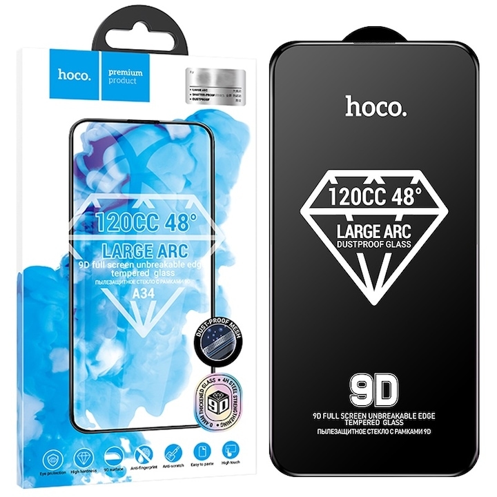 Hoco Full screen HD tempered glass ip16 Pro(A34 Slim) black
