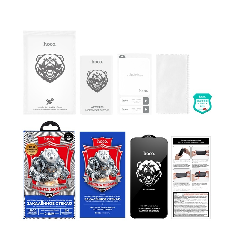 Hoco Bear Shield full-screen anti-spy tempered glass iP14 Pro Max(A777 Plus) black