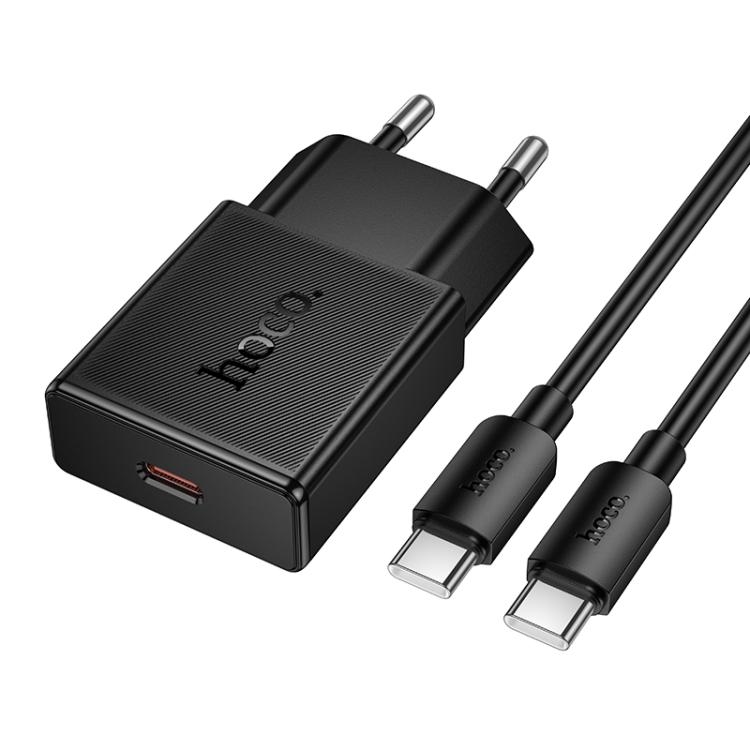 Hoco N74 Speed single-port PD25W ultra-thin charger set(C to C)(EU) black