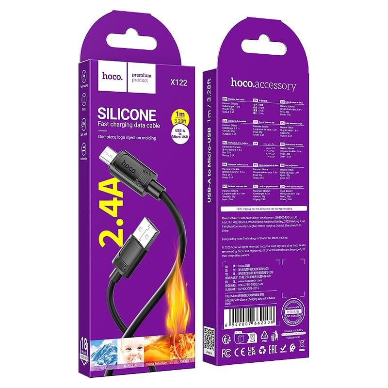 Hoco X122 Benefit silicone charging data cable Micro(packaged) black