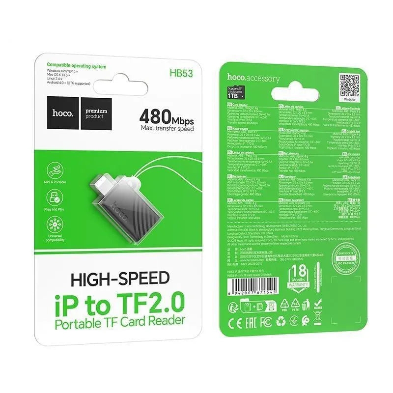 Hoco HB53 iP mini TF card reader 2.0 black