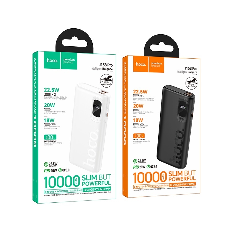 Hoco J158 Pro Runner 22.5W+PD20W fully compatible power bank(10000mAh) white