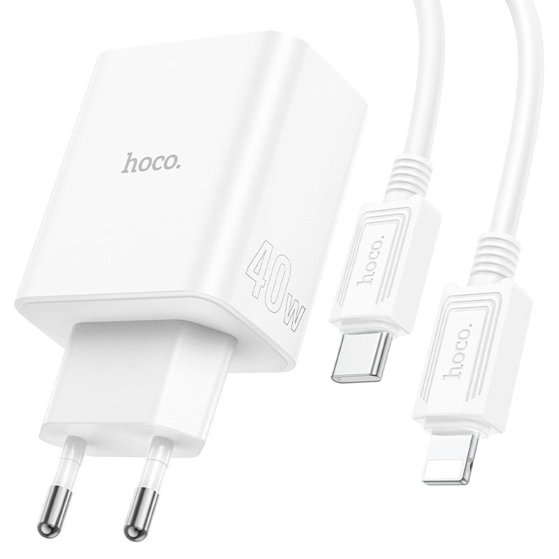 Hoco C162A Source single port PD40W charger set(C to C)(EU) white