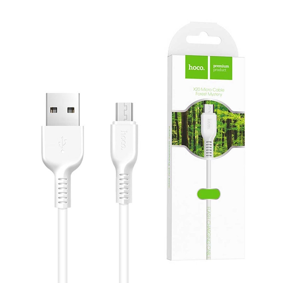 Cable Hoco X20 Flash micro charging 2M white