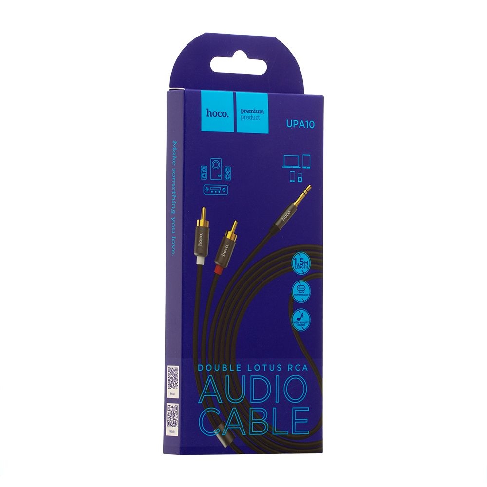 Hoco UPA10 double lotus rca audio cable 3.5mm metal gray