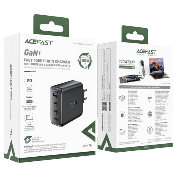 ACEFAST A94 PD100W GaN (3*USB-C+USB-A) charger,black