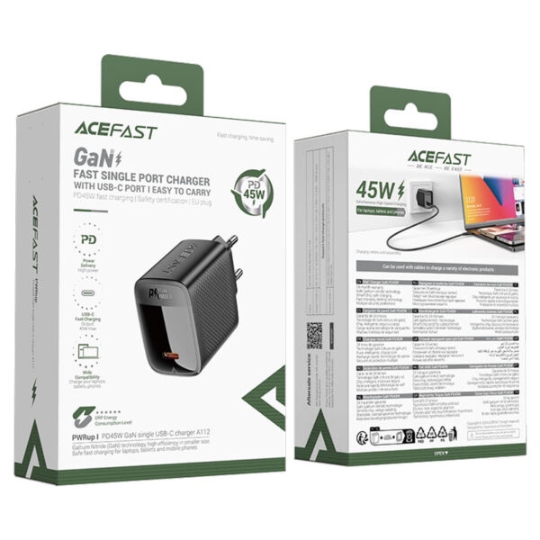 ACEFAST A112 PD45W GaN single USB-C charger,black