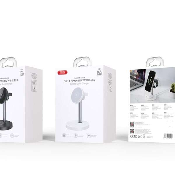 XO CX038 Desktop Holder 15W 3-in-1 Wireless Charger (with Iron Piece) black