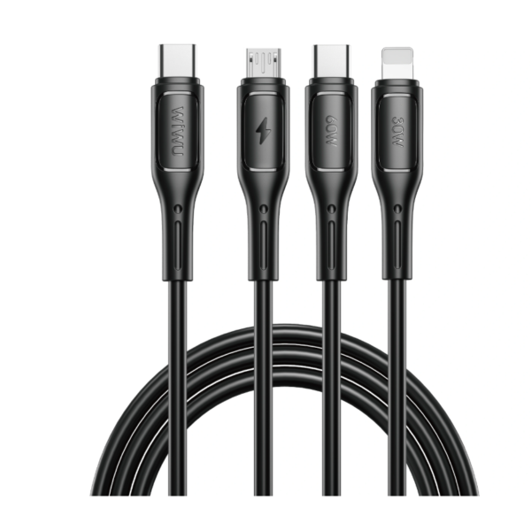 Wiwu Wi-C046E C-C+L+M USB-C 3in1 Starlink Series 3in1 Cable Black