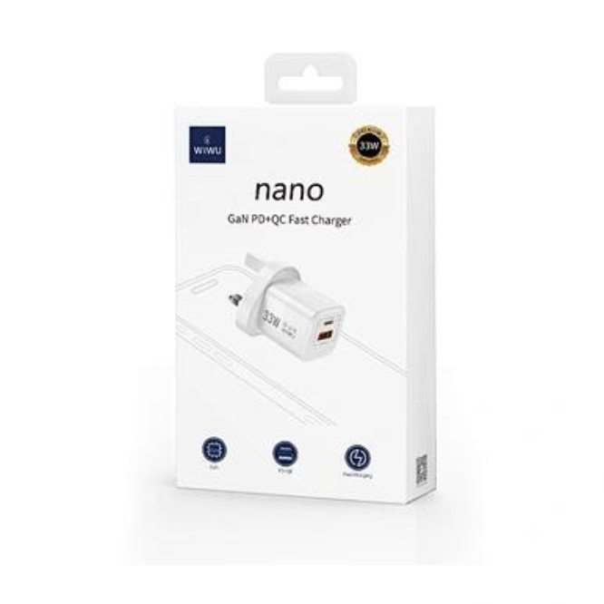 Wiwu 33W PD+QC Wall charger/ EU plug, Wi-U008 White