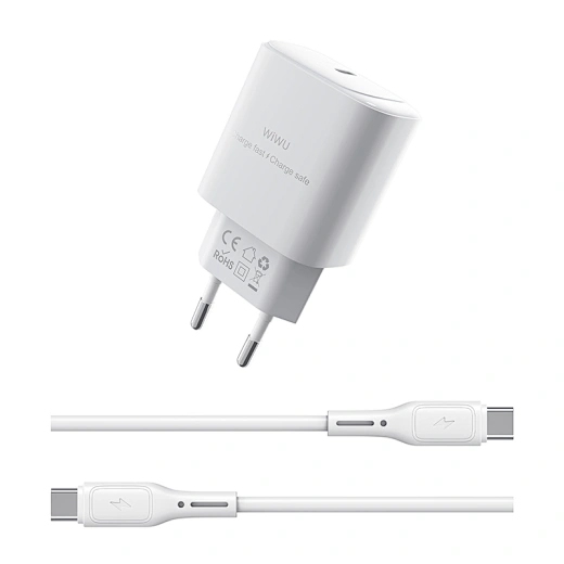 Wiwu 45W Essen GaN Fast Charger Combo with C-C cable Wi-G024 C-C EU White