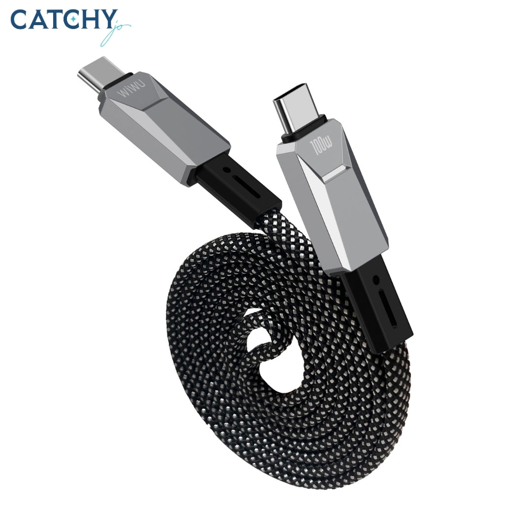 Wiwu 100W Cyberlink Series Magnetic Nylon Braided Cable Wi-C078 C-C 1M Silver