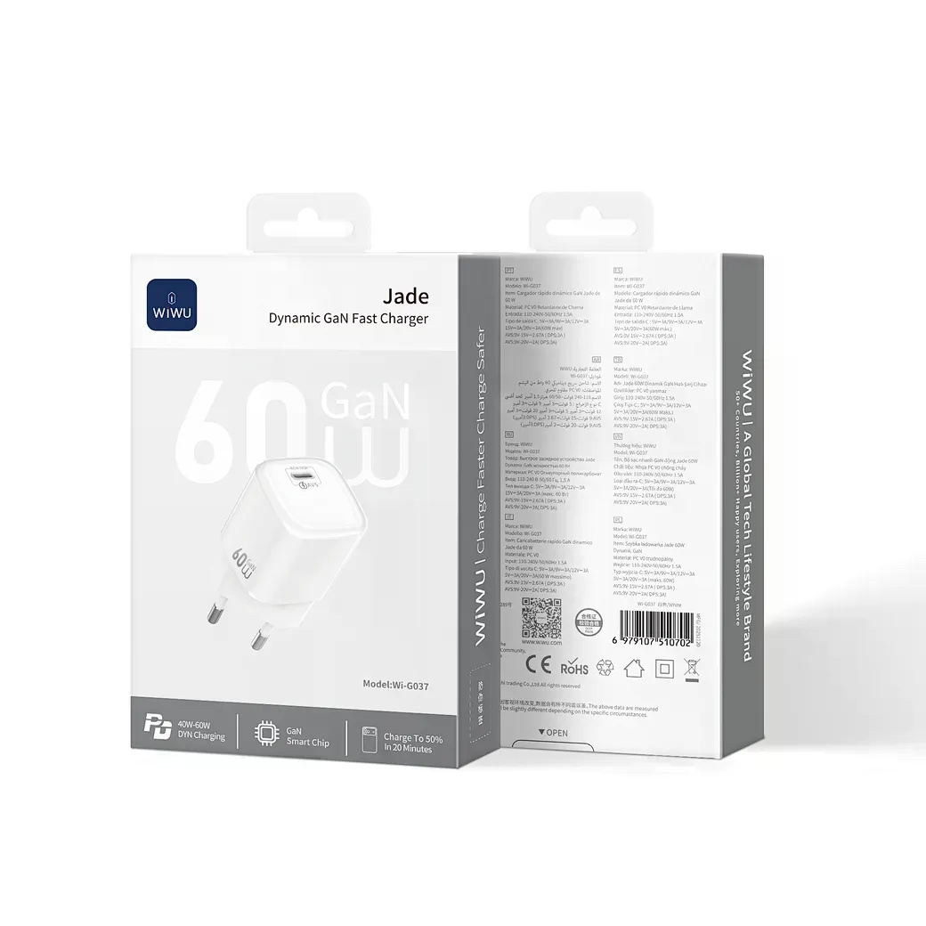 Wiwu Jelly 60W AVS GaN Fast Charger Wi-G037 EU white
