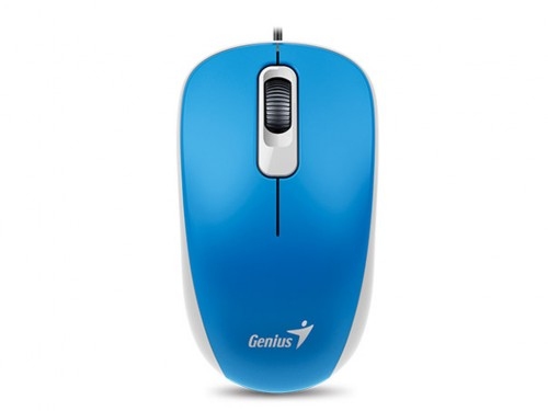 'Mouse Genius DX-110, Optical, 1000 dpi, 3 buttons, Ambidextrous, Blue, USB.