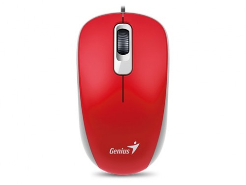 'Mouse Genius DX-110, Optical, 1000 dpi, 3 buttons, Ambidextrous, Red, USB.