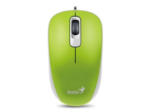'Mouse Genius DX-110, Optical, 1000 dpi, 3 buttons, Ambidextrous, Green, USB.