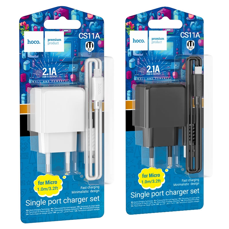 Hoco CS11A Ocean single port charger set(Micro)(EU) black