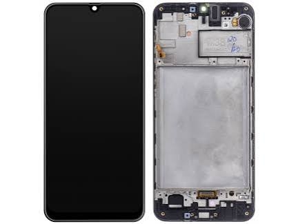 LCD SAMSUNG M21 / M215 / M30S / M307 BLACK ORIGINAL WITH FRAME+MICROPHONE (SERVICE PACK)