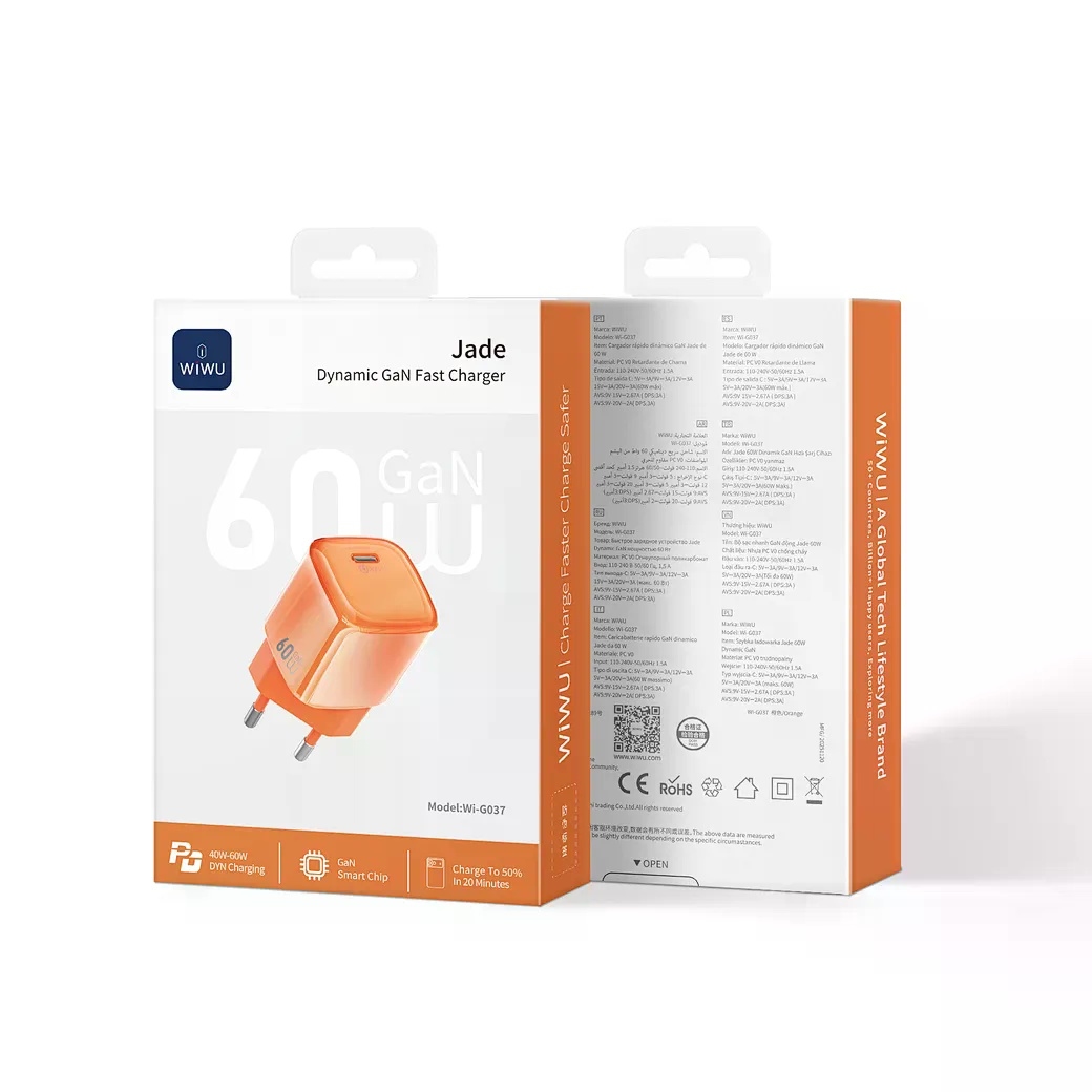 Wiwu Jelly 60W AVS GaN Fast Charger Wi-G037 EU orange