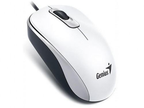 'Mouse Genius DX-110, Optical, 1000 dpi, 3 buttons, Ambidextrous, White, USB.