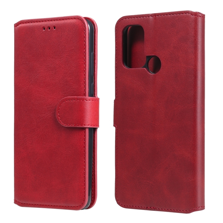 OPPO A53 / A53S / A32 Classic Calf Texture PU + Horizontal Carte Piele Husa, (Red)