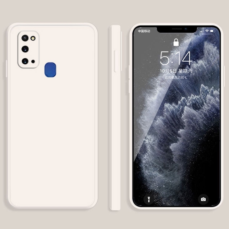 Samsung Galaxy A21s Solid Color Imitation Liquid Silicone Straight Edge Husa (White)