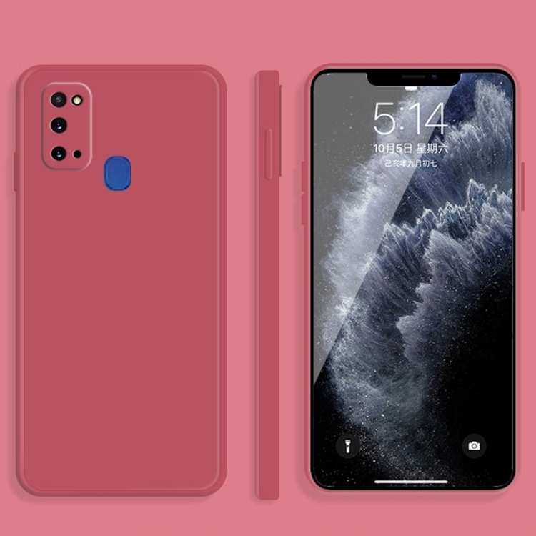 Samsung Galaxy A21s Solid Color Imitation Liquid Silicone Straight Edge Husa (Red)