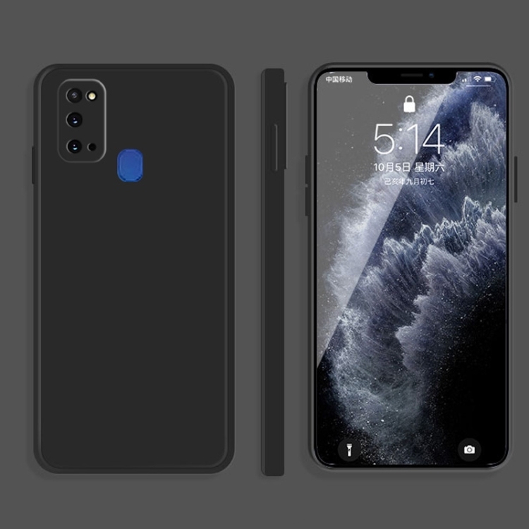 Husa p/u Samsung Galaxy A21s Solid Color Imitation Liquid Silicone  (Black)