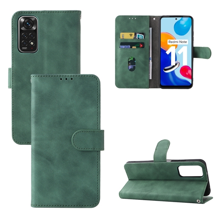 Xiaomi Redmi Note 11 / Note 11S Global Skin Feel Magnetic Buckle Piele Phone Husa (Green)