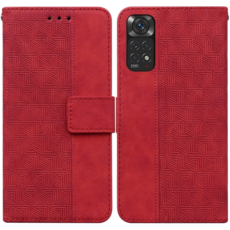 Husa p/u Xiaomi Redmi Note 11 / Note 11S Geometric Embossed Piele (Red)