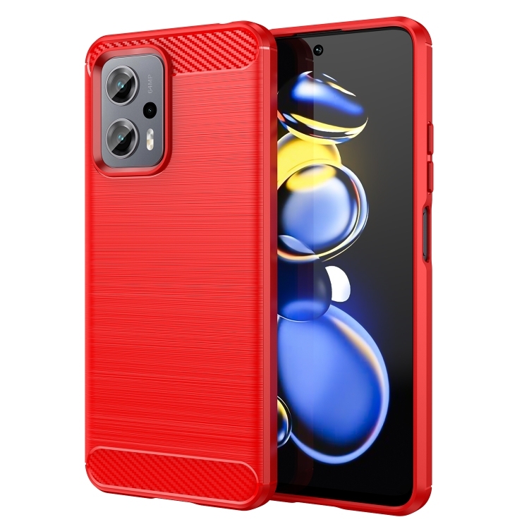 Husa p/u Xiaomi Redmi Note11T Pro 5G Brushed Texture Carbon Fiber (Red)