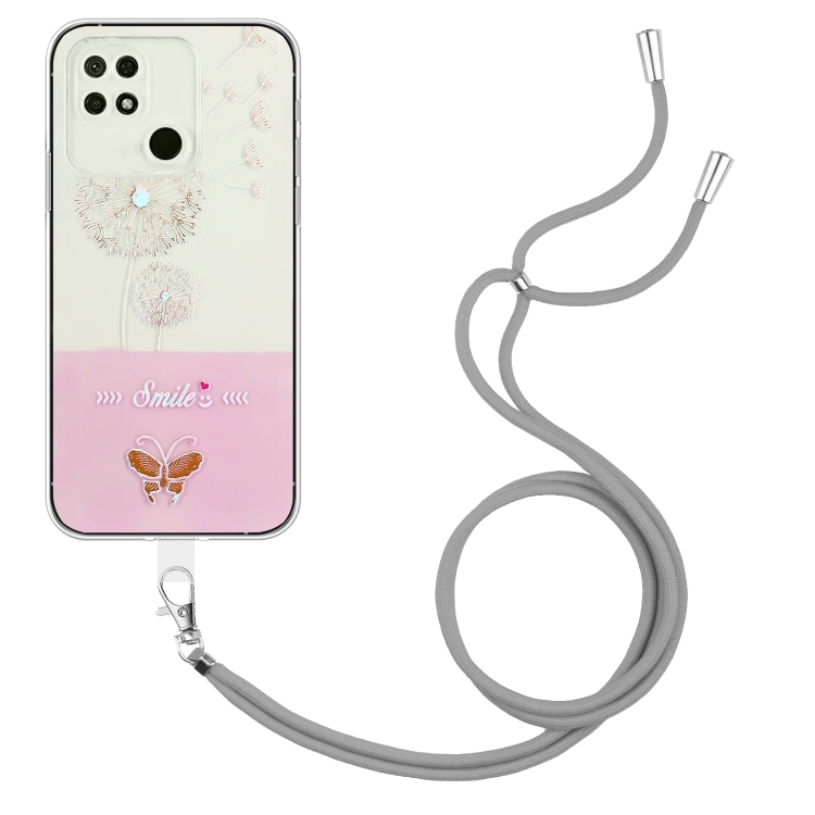 Husa p/u Xiaomi Redmi 10A/9C Bronzing Butterfly Flower  with Lanyard(Dandelions)