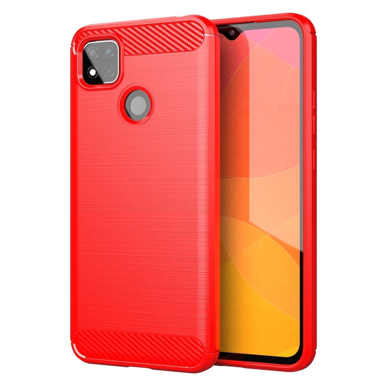 Xiaomi Redmi 10A/9C Brushed Texture Carbon Fiber TPU Husa(Red)