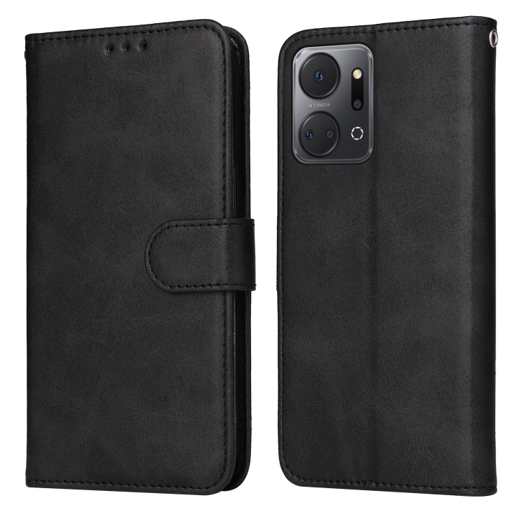 Honor X7a Classic Calf Texture Carte Leather Phone Husa(Black)