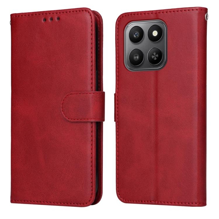 Honor 400 Smart 5G / X7d 4G / Play 10T 5G Classic Calf Texture Carte Piele Phone Husa(Red)