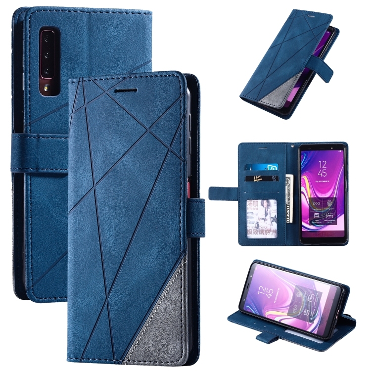Samsung Galaxy A7 (2018) Skin Feel Splicing Horizontal Carte Piele Husa (Blue)