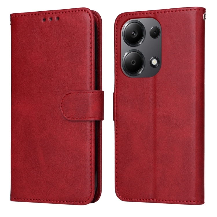 Xiaomi Redmi Note13 Pro 4G Global/Poco M6 Pro 4G Classic Calf Texture Carte Piele Husa (Red)