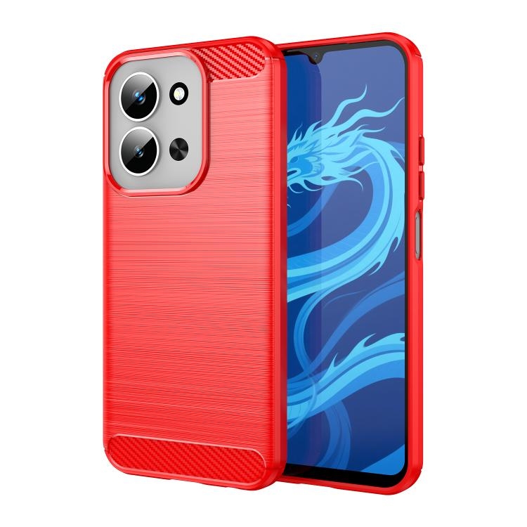 Redmi 15C 5G / 4G EU 173mm Carbon Fiber Brushed Texture TPU Phone Husa (Red)