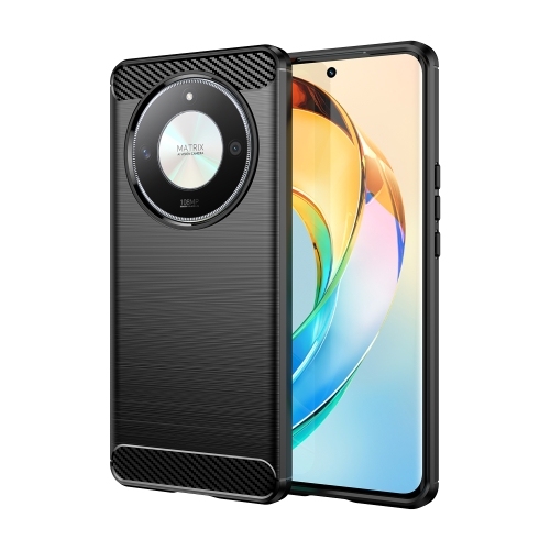 Honor Magic6 Lite 5G Brushed Texture Carbon Fiber TPU Phone Husa (Black)