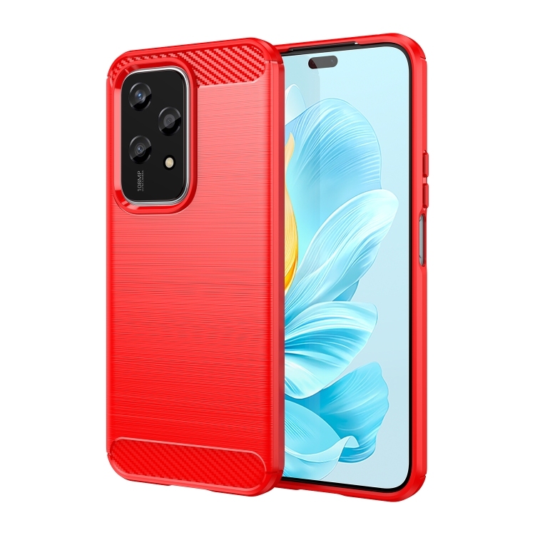 Honor 200 Lite Global Brushed Texture Carbon Fiber TPU Phone Husa (Red)