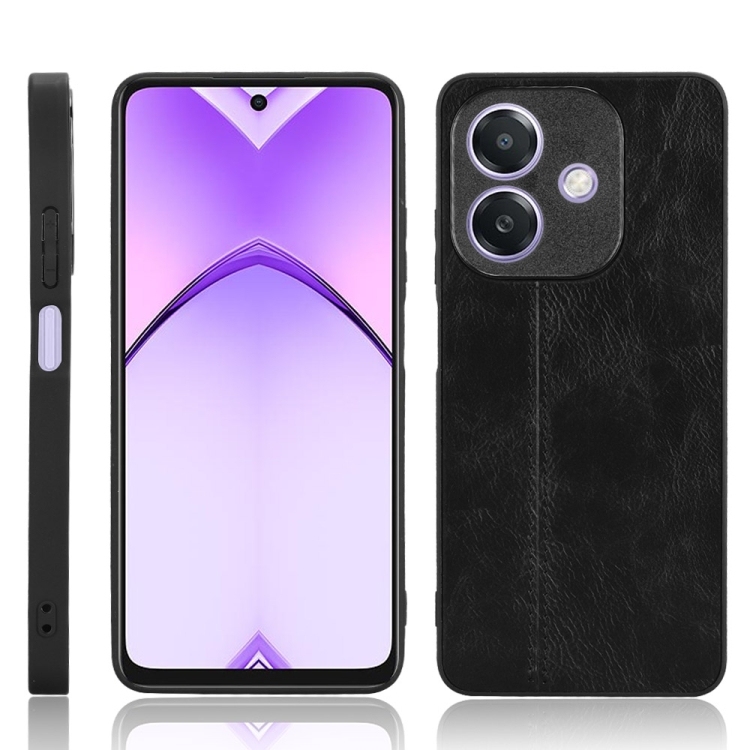 OPPO A3x 5G India Cow Pattern Sewing Back Cover Phone Husa (Black)