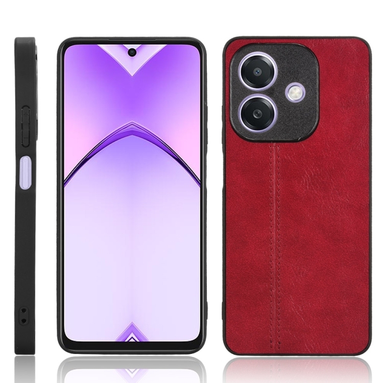 OPPO A3x 5G India Cow Pattern Sewing Back Cover Phone Husa (Red)