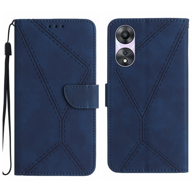 OPPO A78 4G Stitching Embossed Piele Husa (Blue)