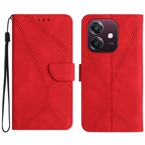 Oppo A40 4G Global / 5G Global Stitching Embossed Piele Phone Husa (Red)